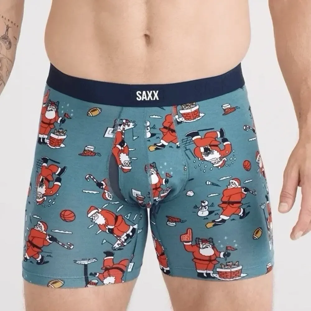 SAXX Vibe Xtra Soft Comfort Boxer Brief 6” Santa BallPark Pouch Fly Open XXL/TTG